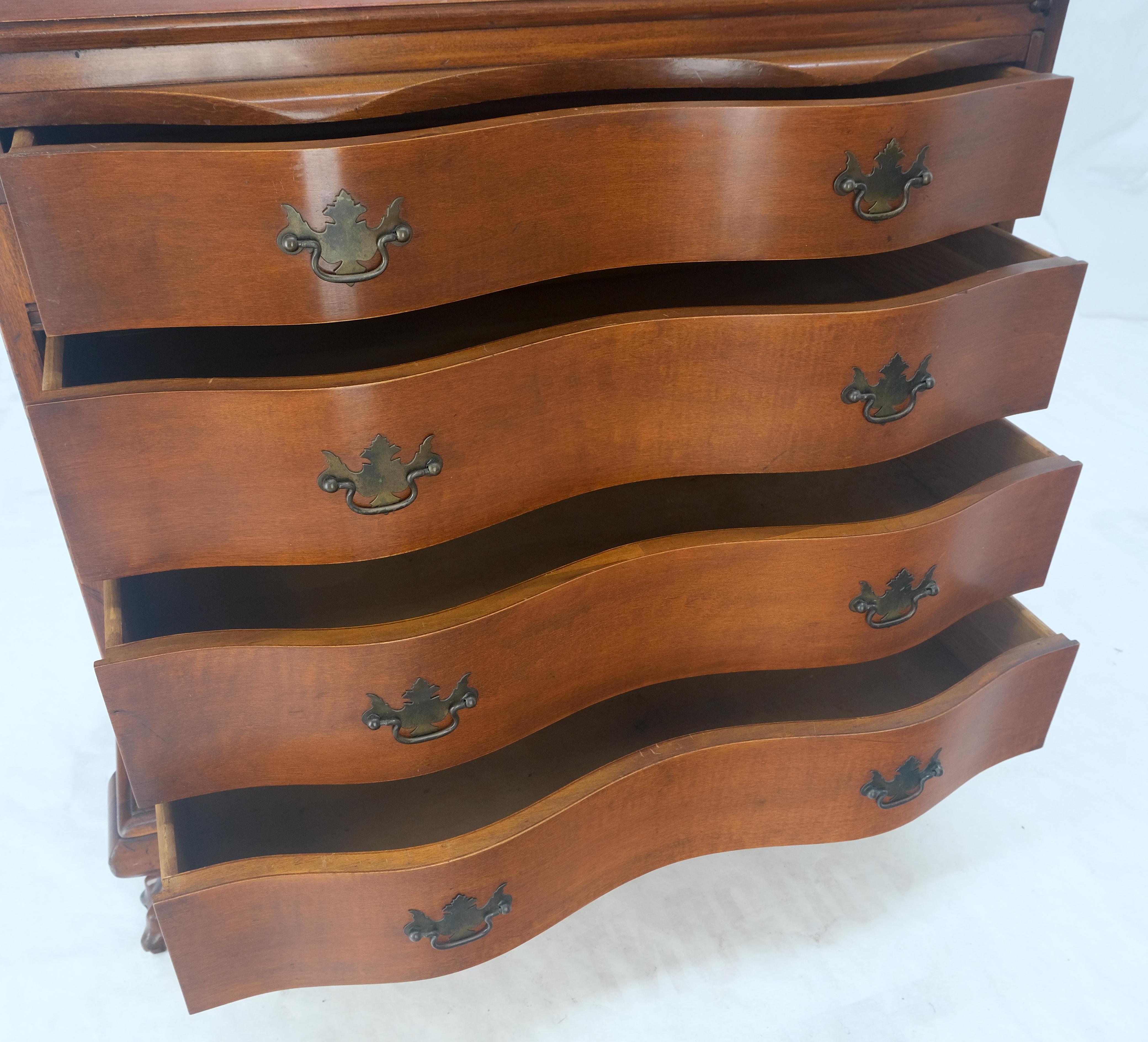 American Ball & Claw Chippendale Style Mahogany Secretary Desk Bookcase Drawers Dresser