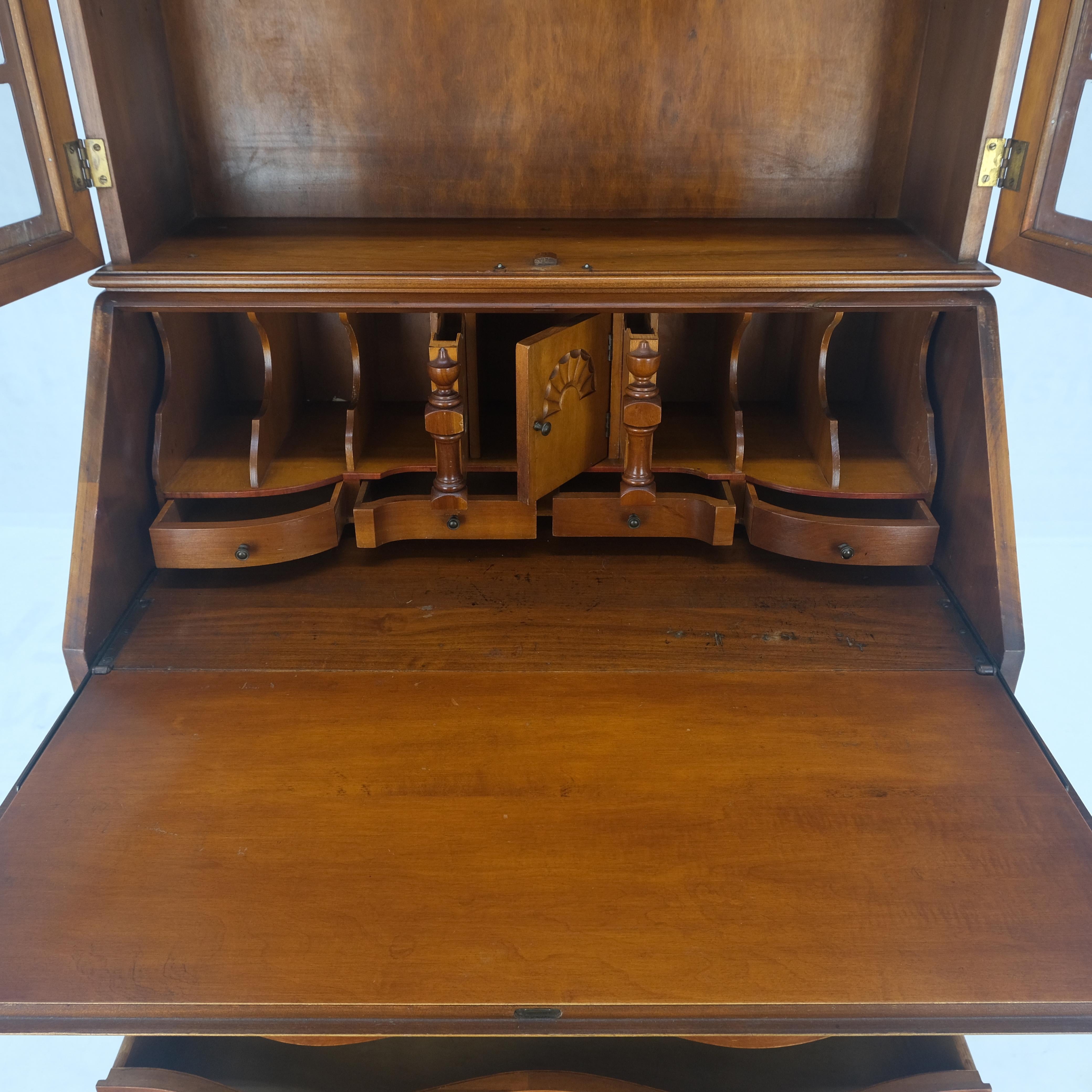 Ball & Claw Chippendale Style Mahogany Secretary Desk Bookcase Drawers Dresser 1