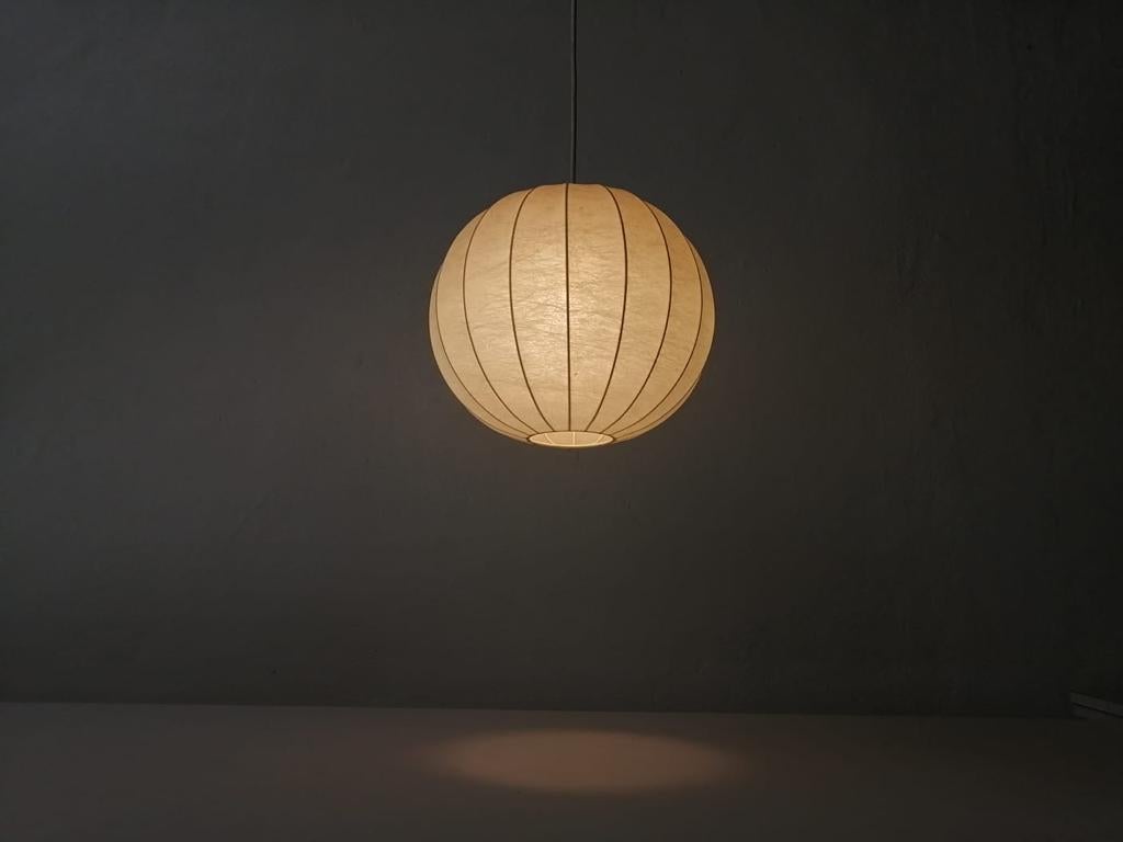 Resin Ball Cocoon Pendant Lamp in the Style of Achille Castiglioni, 1960s, Italy