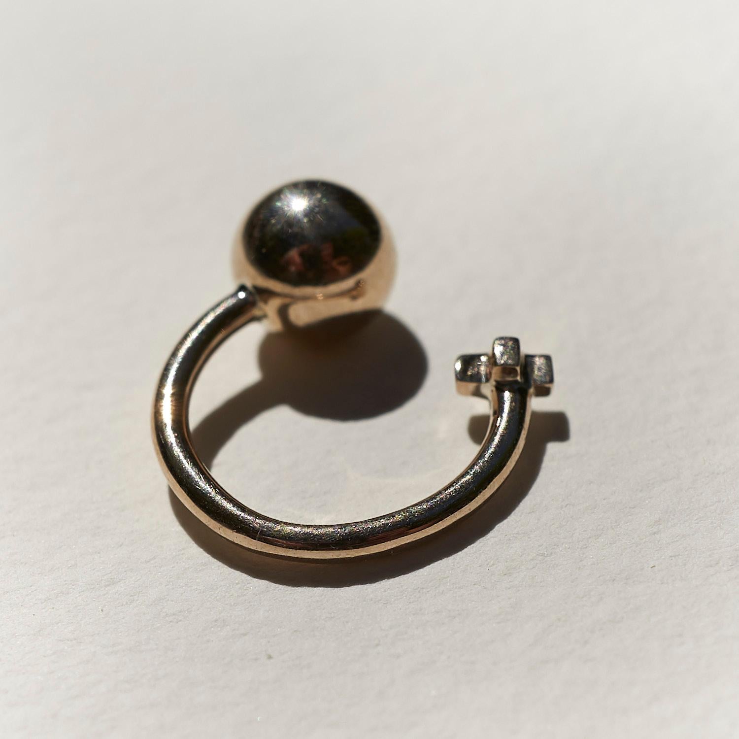 Contemporary Ball Cross Ring Cocktail Ring Bronze J Dauphin For Sale