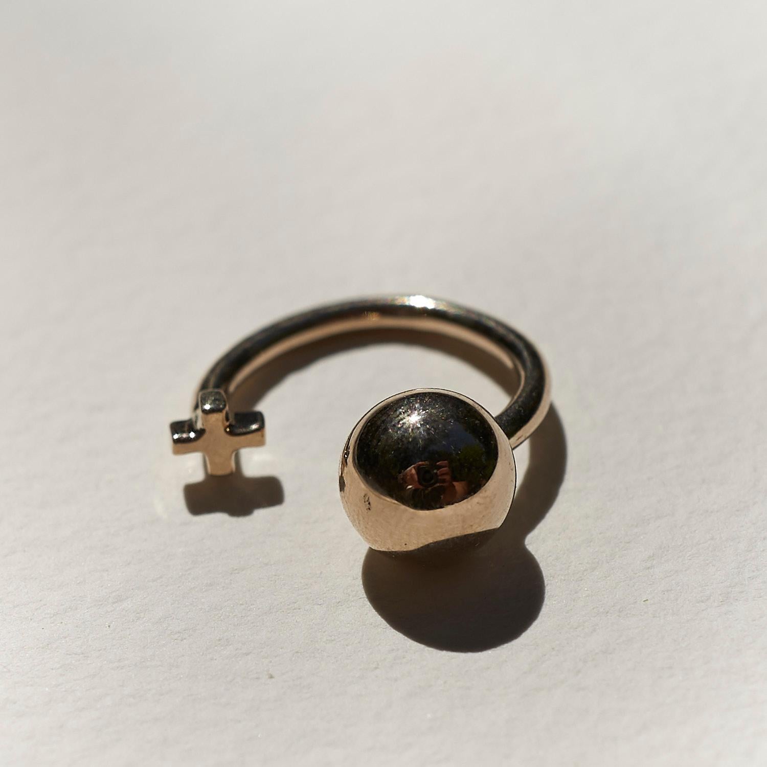 Ball Cross Ring Cocktail Ring Bronze J Dauphin In New Condition For Sale In Los Angeles, CA