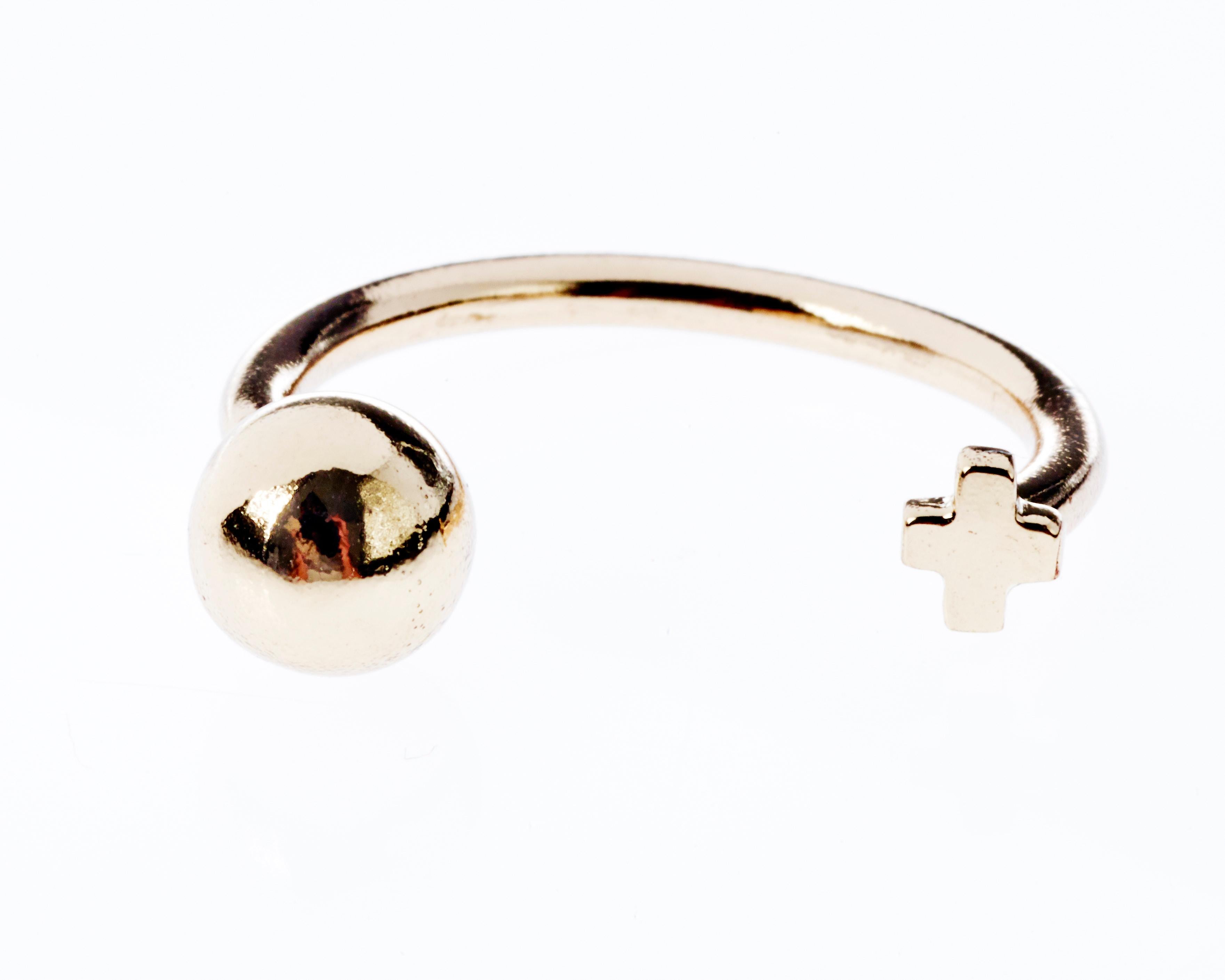 Contemporary Cocktail Ring Gold Ball Cross For Sale