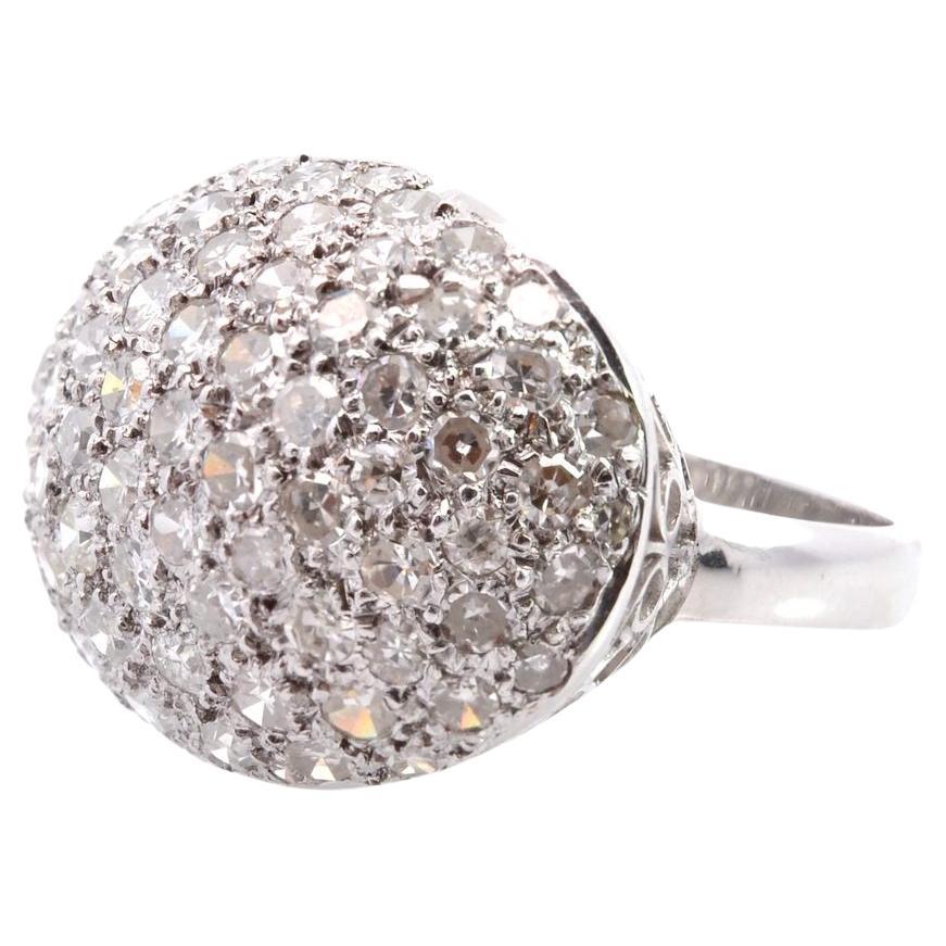 Ball diamonds ring in 18k white gold For Sale