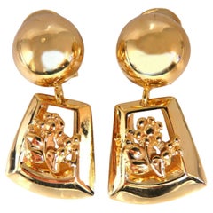 Ball Dome Dangle Deco Earrings 14kt Gold*