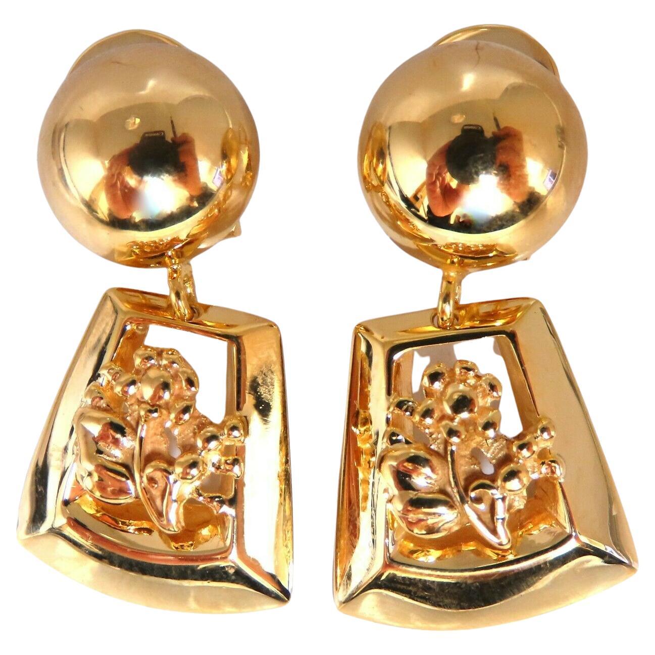Ball Dome Dangle Deco Earrings 14kt Gold