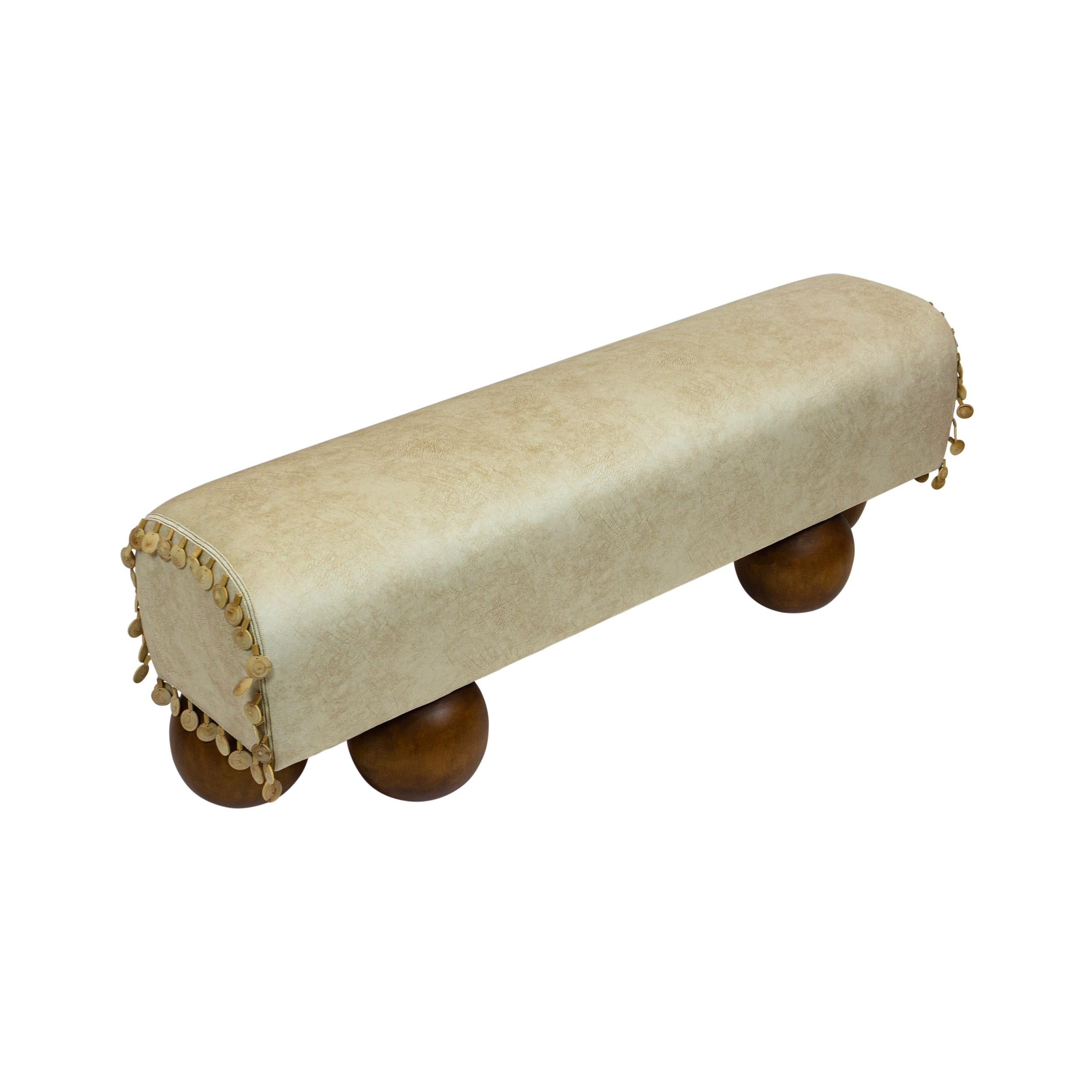 Modern Ball Foot Bench with Saddle Shaped Seat