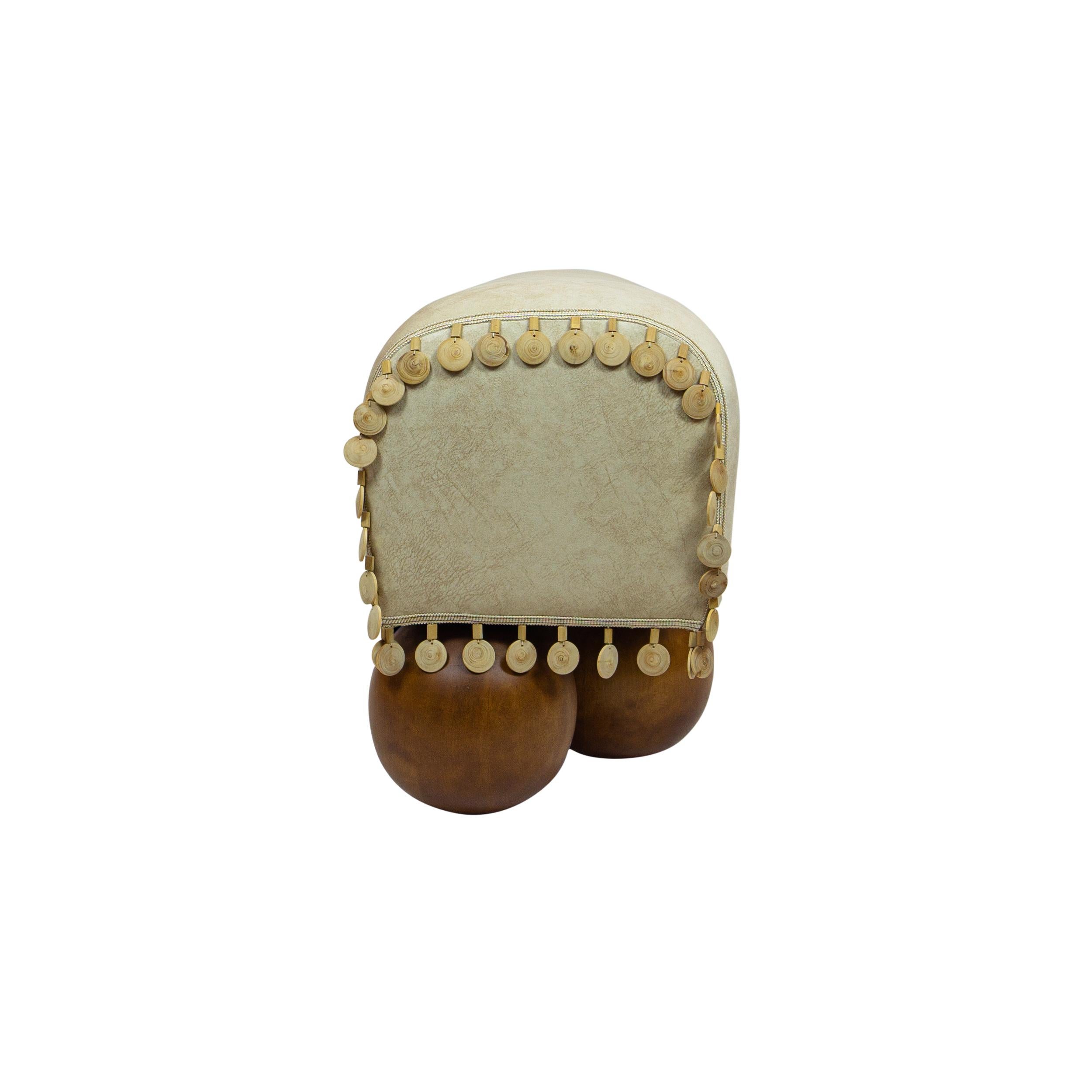 Hand-Crafted Ball Foot Bench with Saddle Shaped Seat
