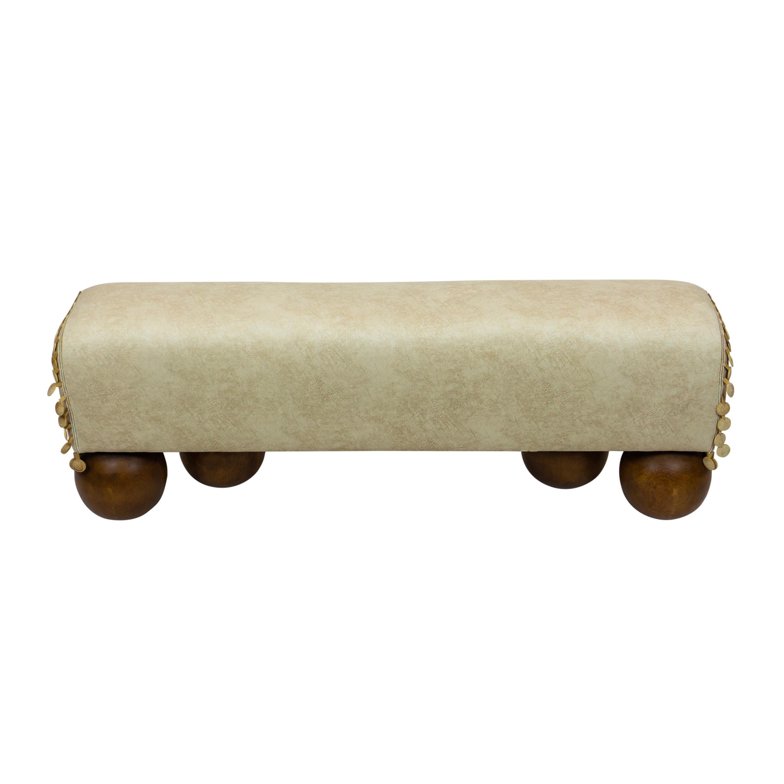 Velvet Ball Foot Bench with Saddle Shaped Seat