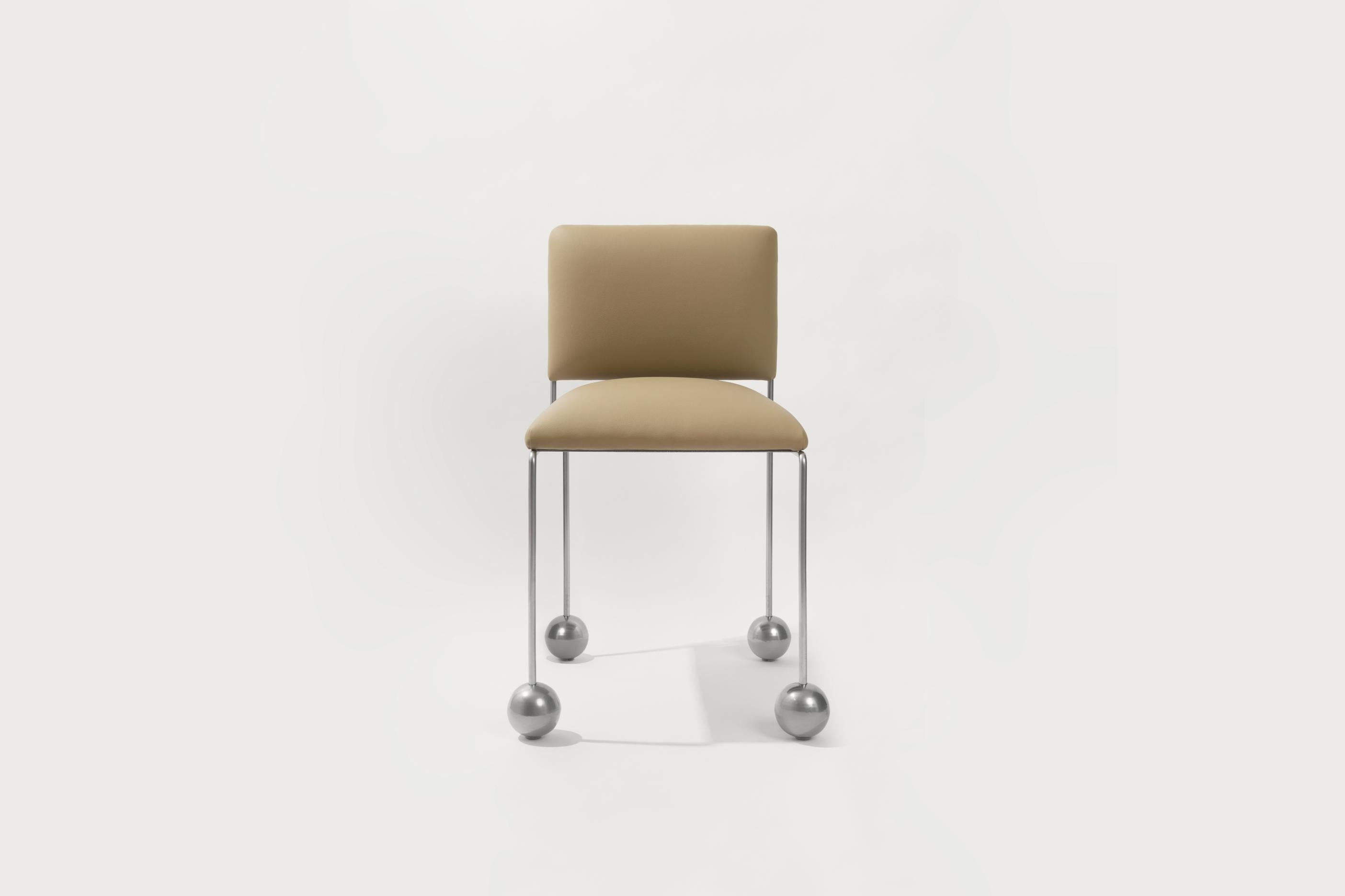 Steel Ball Foot Chair by Panorammma For Sale