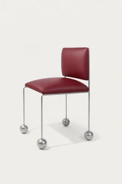 Ball Foot Sculptural Chair, Vegan Cactus Leather, Burgundy