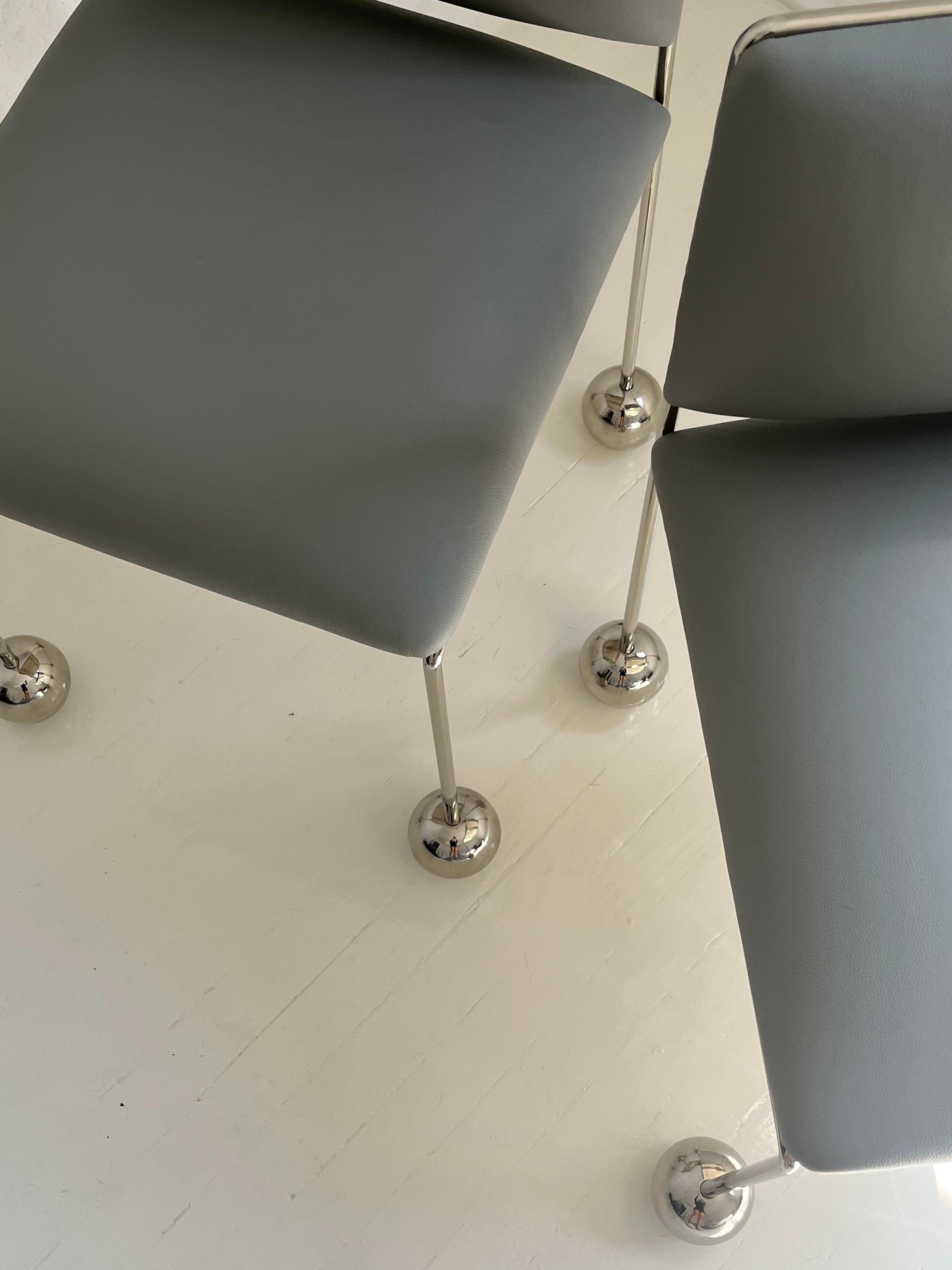 Ball Foot Sculptural Chair, Vegan Cactus Leather, Gray For Sale 1