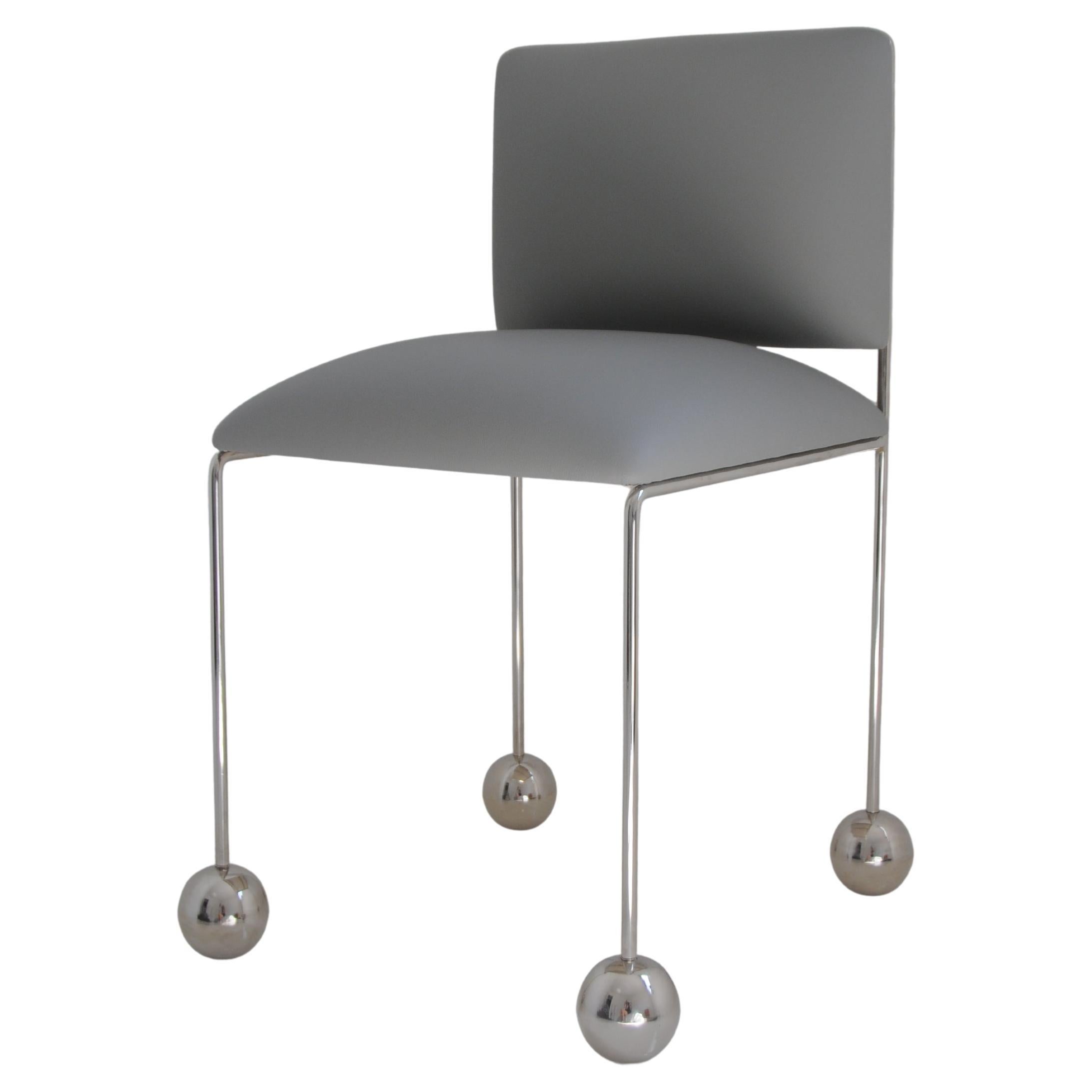 Ball Foot Sculptural Chair, Vegan Cactus Leather, Gray