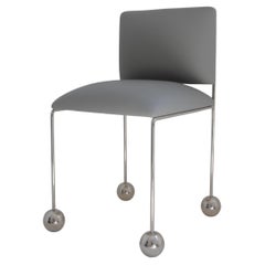 Ball Foot Sculptural Chair, Vegan Cactus Leather, Gray