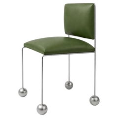 Ball Foot Sculptural Chair, Vegan Cactus Leather, Green