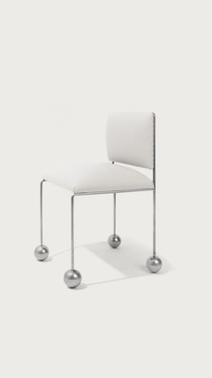 Ball Foot Sculptural Chair, Vegan Cactus Leather, White