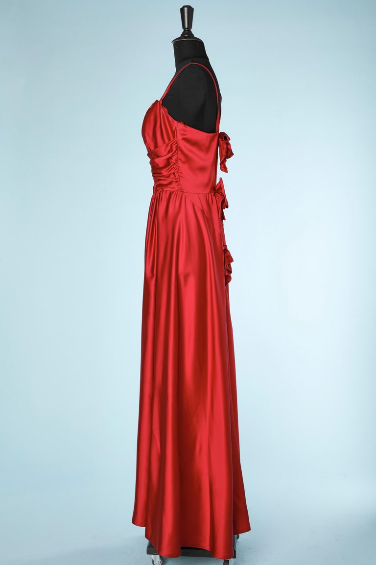 Ball gown in ruby satin Circa 1950 For Sale at 1stDibs