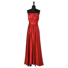 Vintage Ball gown in ruby satin Circa 1950