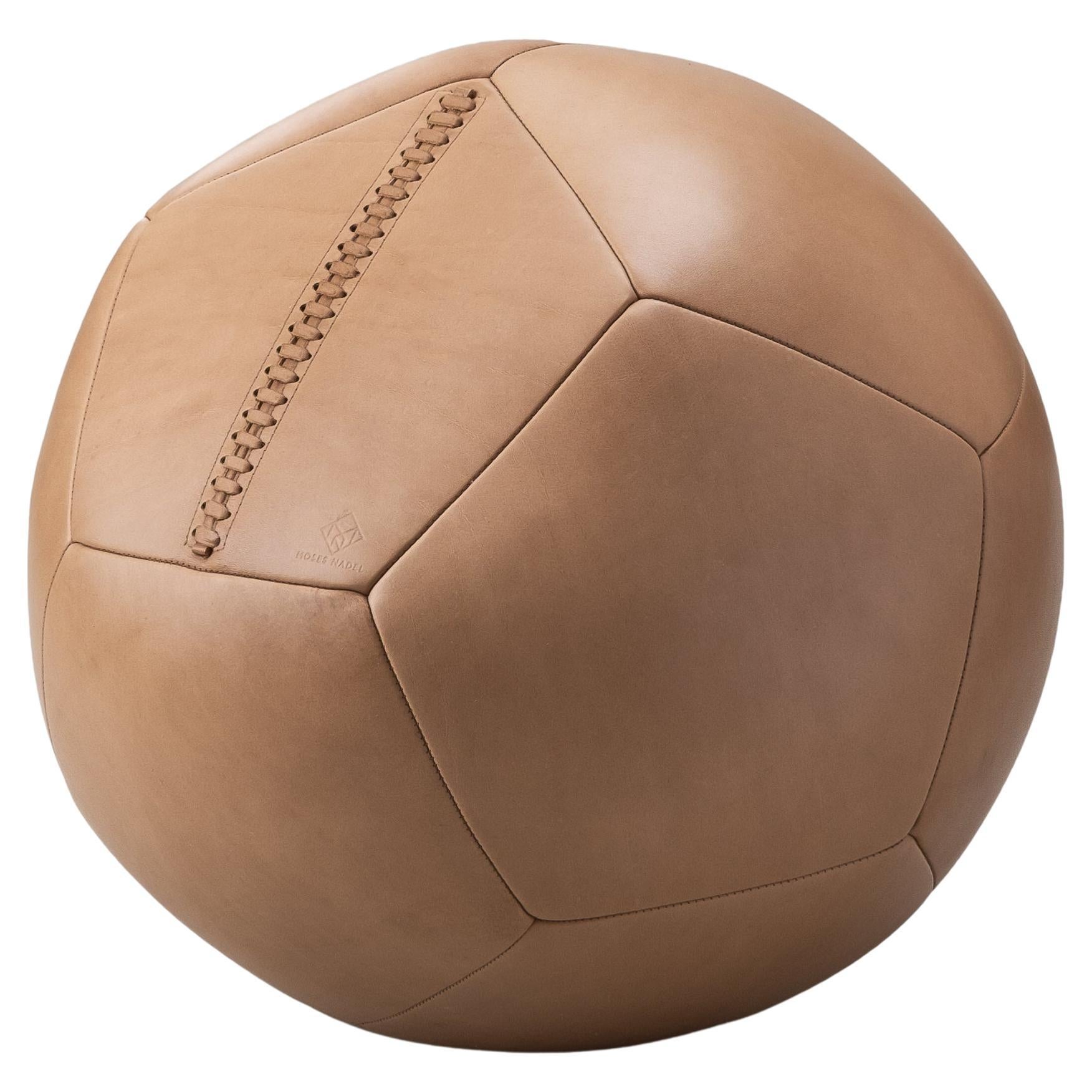18"Ø Ball Ottoman in Latte Leather by Moses Nadel For Sale
