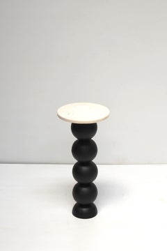 Objectry Ball Pack Table – Matte Black Marble & Wood, Handcrafted in India