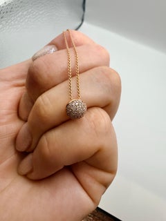Ball Pave diamond pendant necklace 18KT gold 16 inches