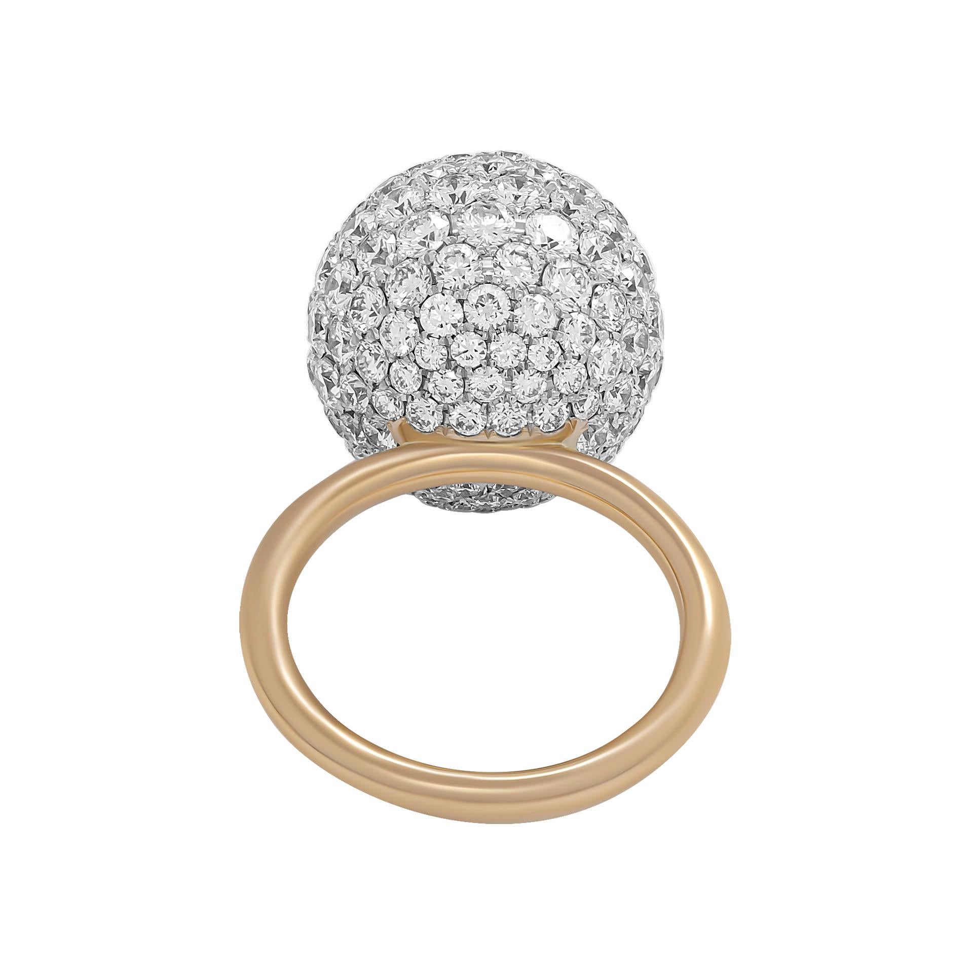 Modern Ball Ring with Diamonds For Sale