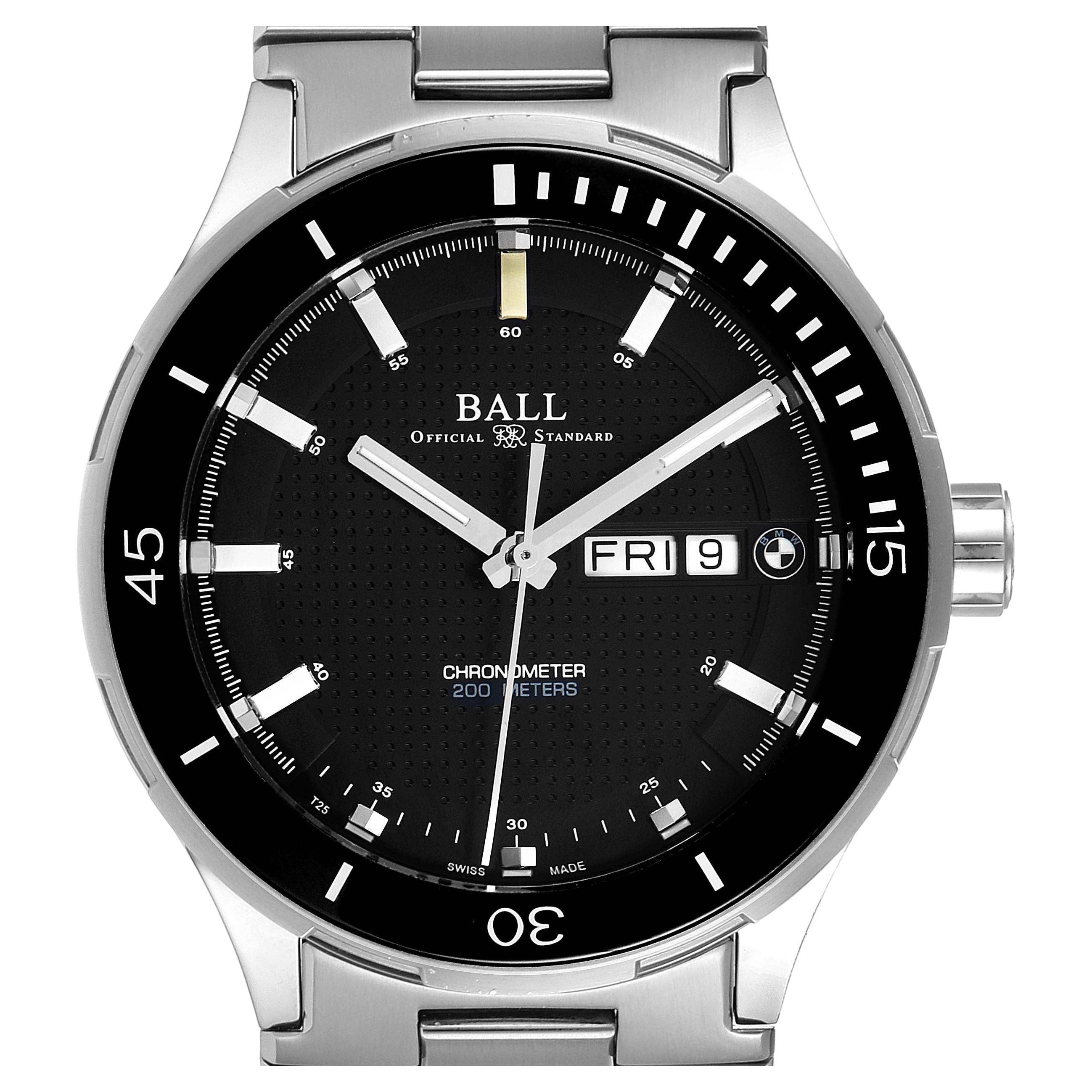 Ball Roadmaster BMW Timetrekker Black Dial Steel Mens Watch DM3010B For Sale