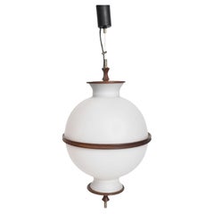 Ball shape and wood pendant lamp, 1960s
