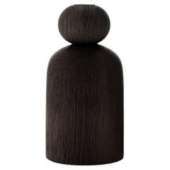 Ball Shape Black Stained Oak Vase by Applicata