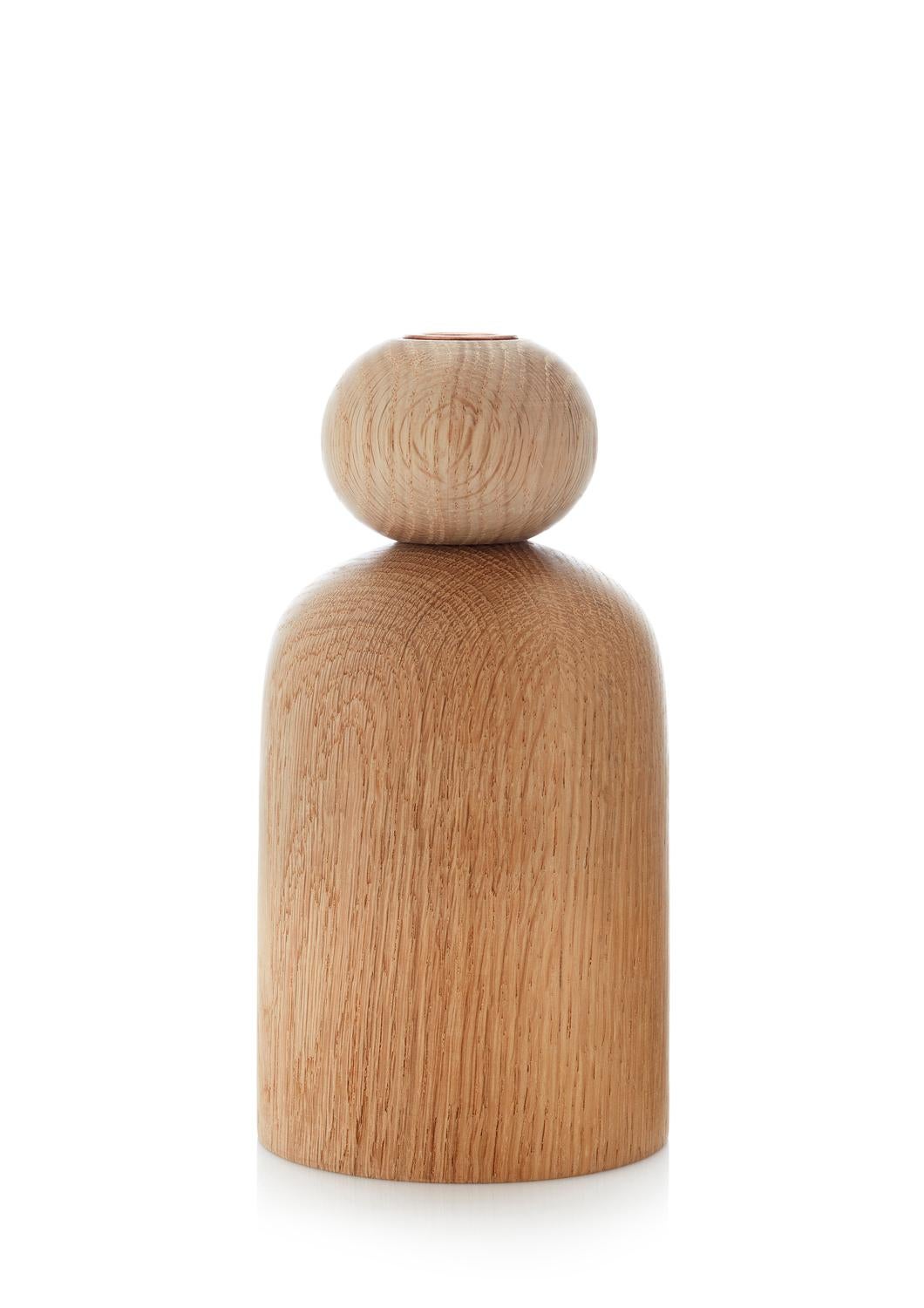 Ball Shape Oak Vase by Applicata For Sale 1