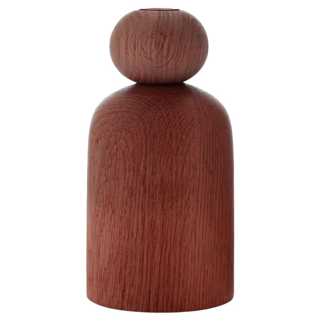 Ball Shape Smoked Oak Vase by Applicata For Sale