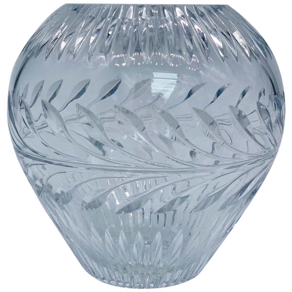 Ball Shaped Vase from Lead Crystal with Diamond Cut