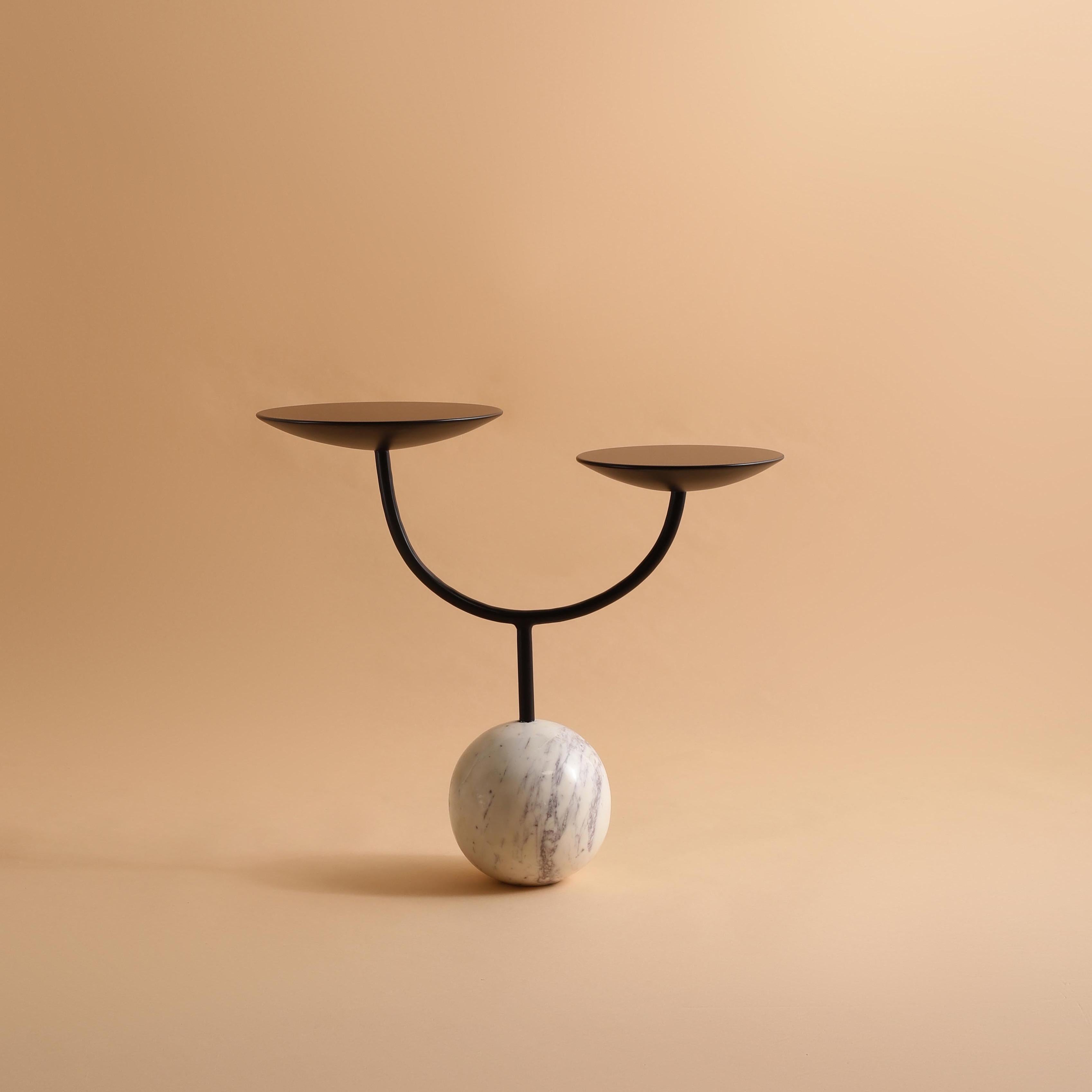 Objectry Ball Storey Table – Minimalist Marble & Metal Side Table For Sale 2