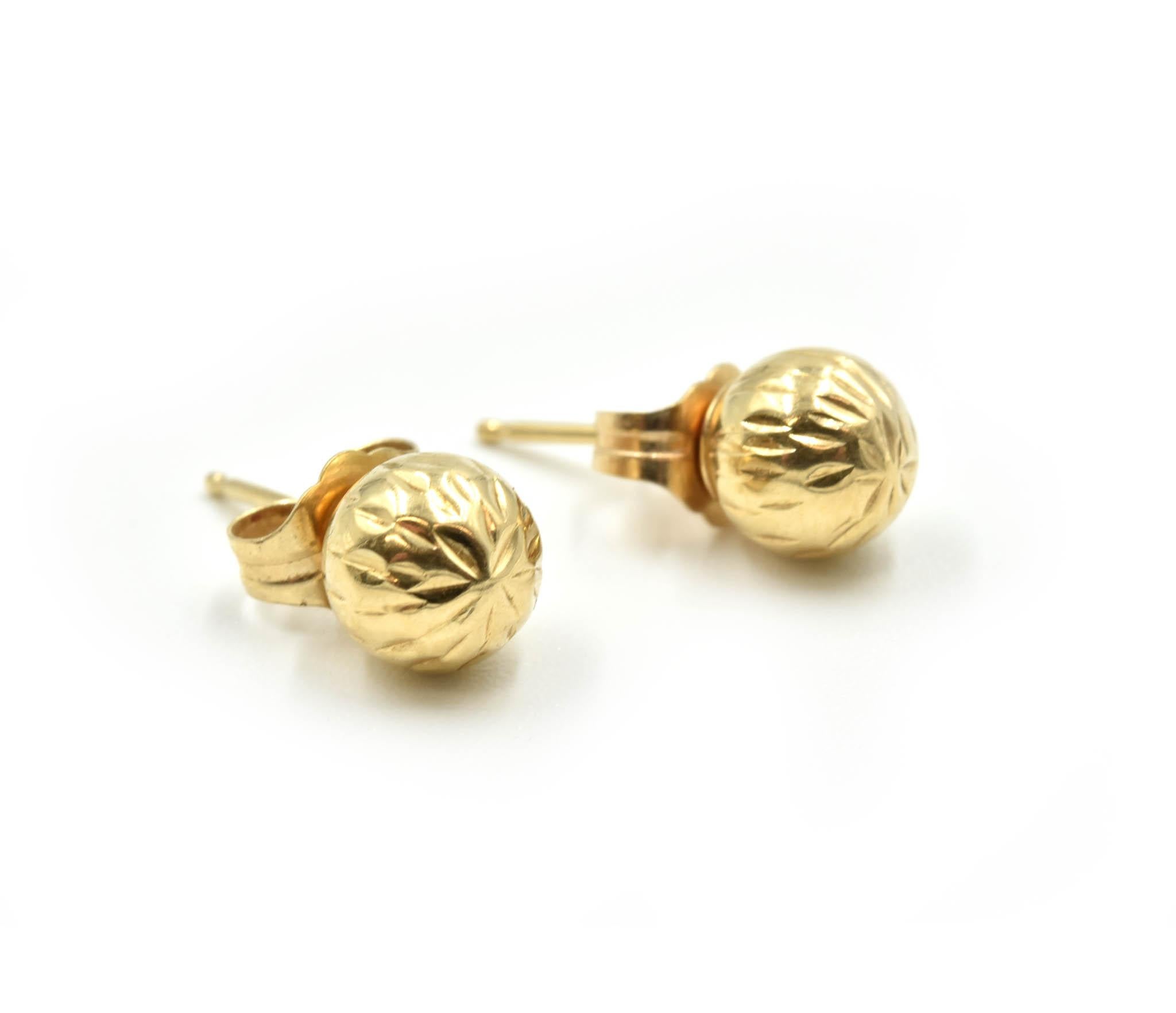 Modern Ball Stud Earrings 14 Karat Yellow Gold