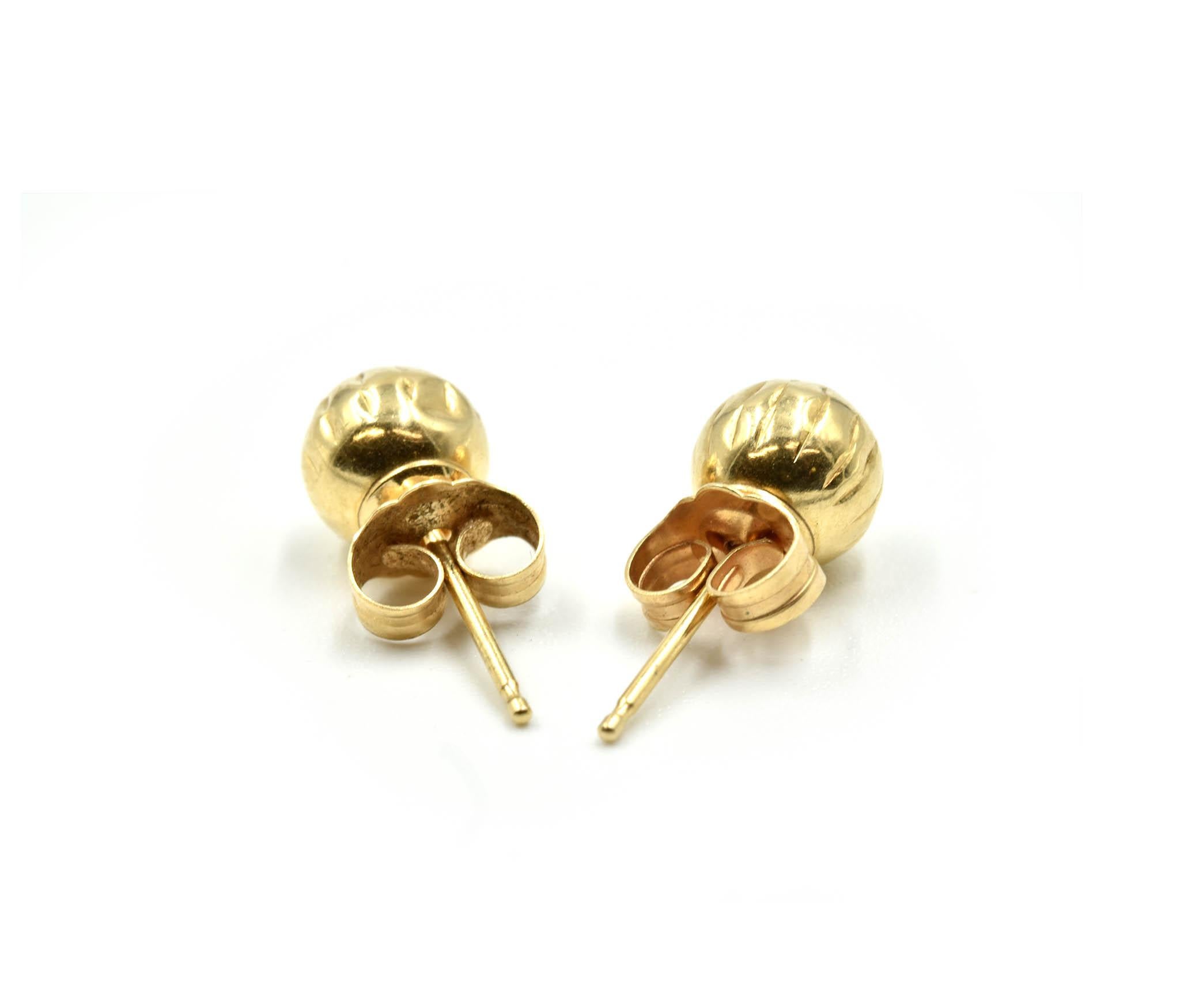 Ball Stud Earrings 14 Karat Yellow Gold In New Condition In Scottsdale, AZ