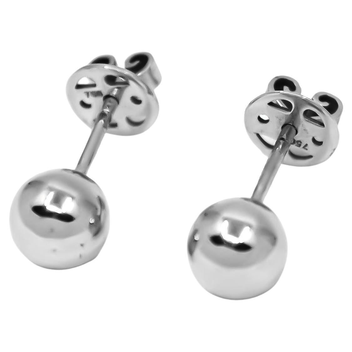Ball Stud Earrings in Platinum For Sale at 1stDibs