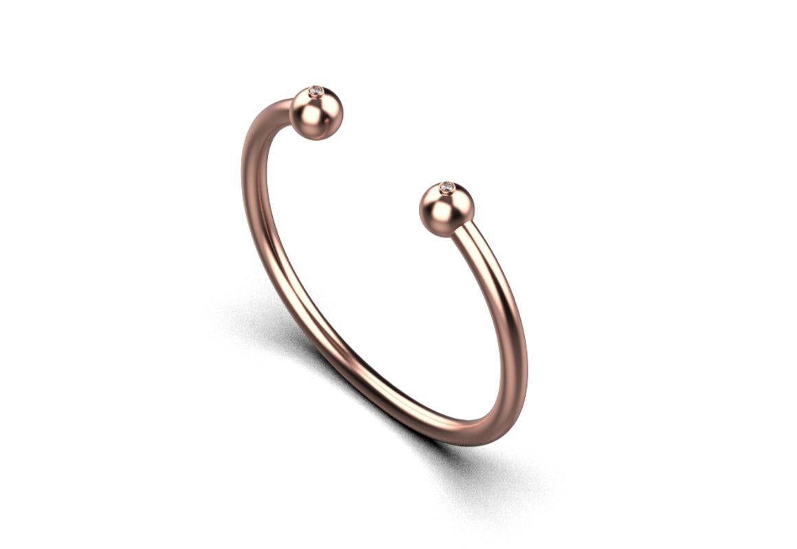 Ball Torque Bracelet, 18k Rose Gold, 0.12ct In New Condition For Sale In Leigh-On-Sea, GB