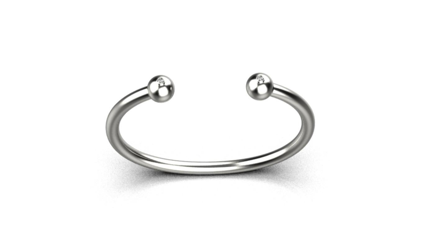 Ball Torque Bracelet, 18k White Gold, 0.12ct In New Condition For Sale In Leigh-On-Sea, GB