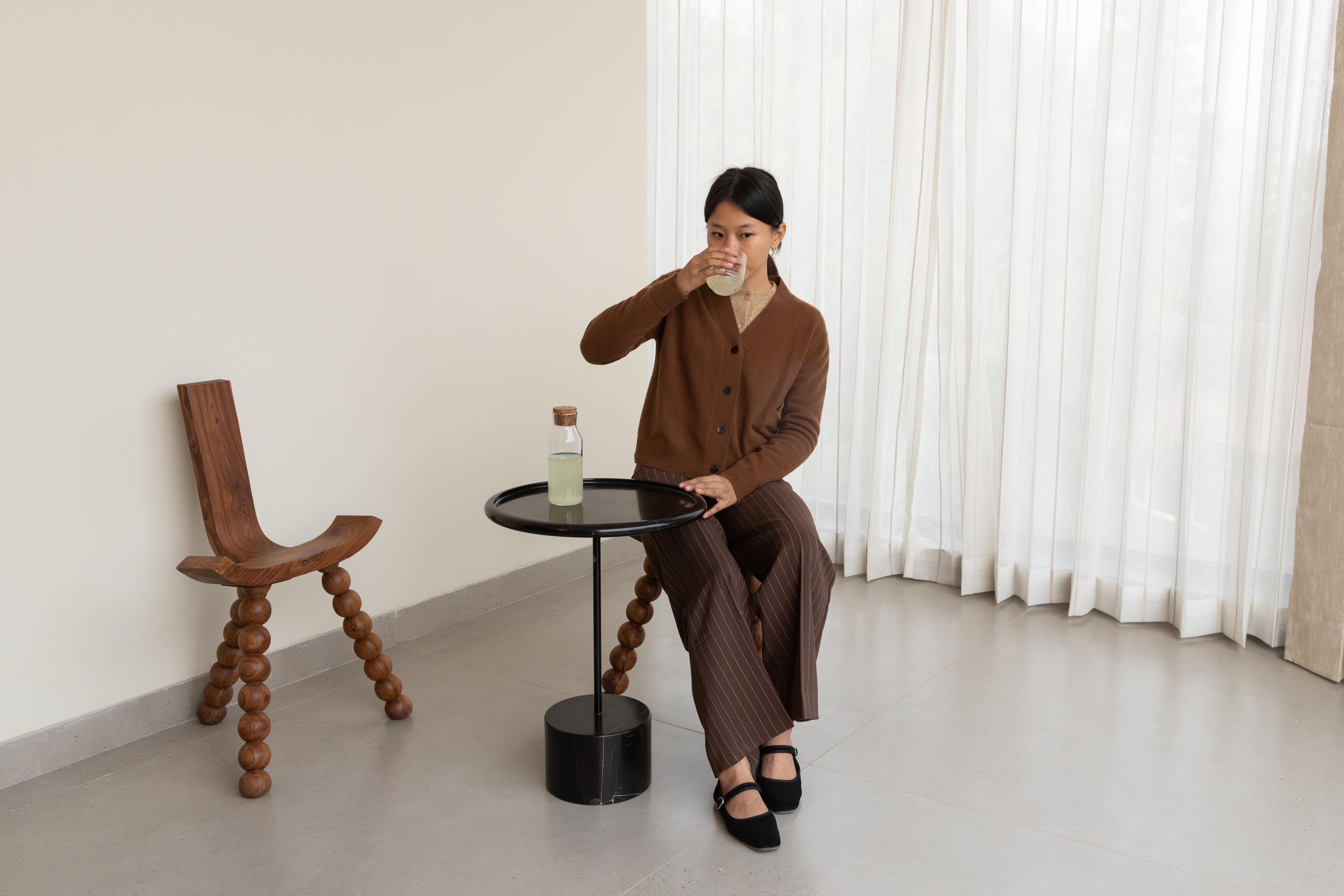 Objectry Ball Tripod Chair Wooden Sphere‑Joint Legs, Minimalist Modern Seating For Sale 5