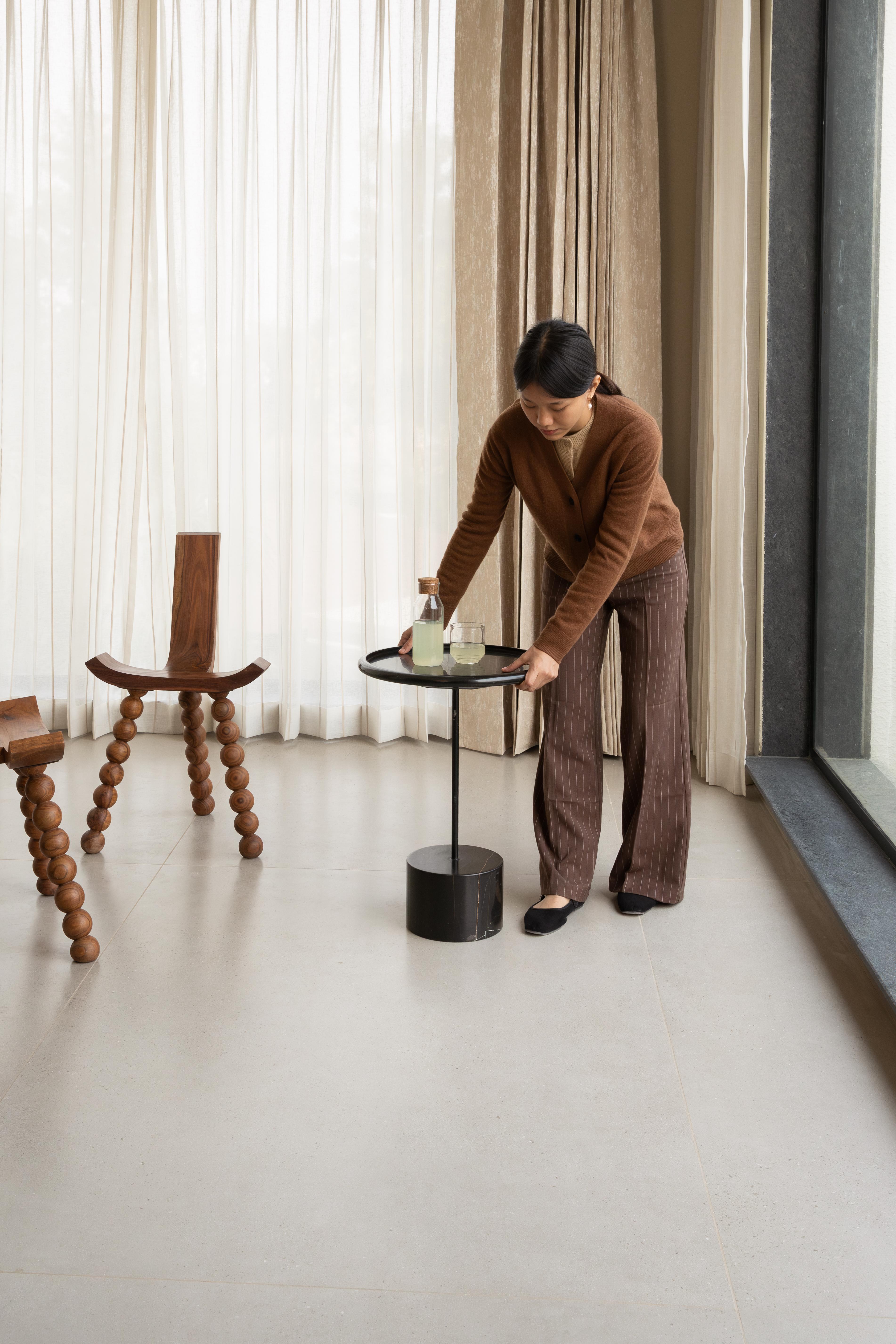 Objectry Ball Tripod Chair Wooden Sphere‑Joint Legs, Minimalist Modern Seating For Sale 6