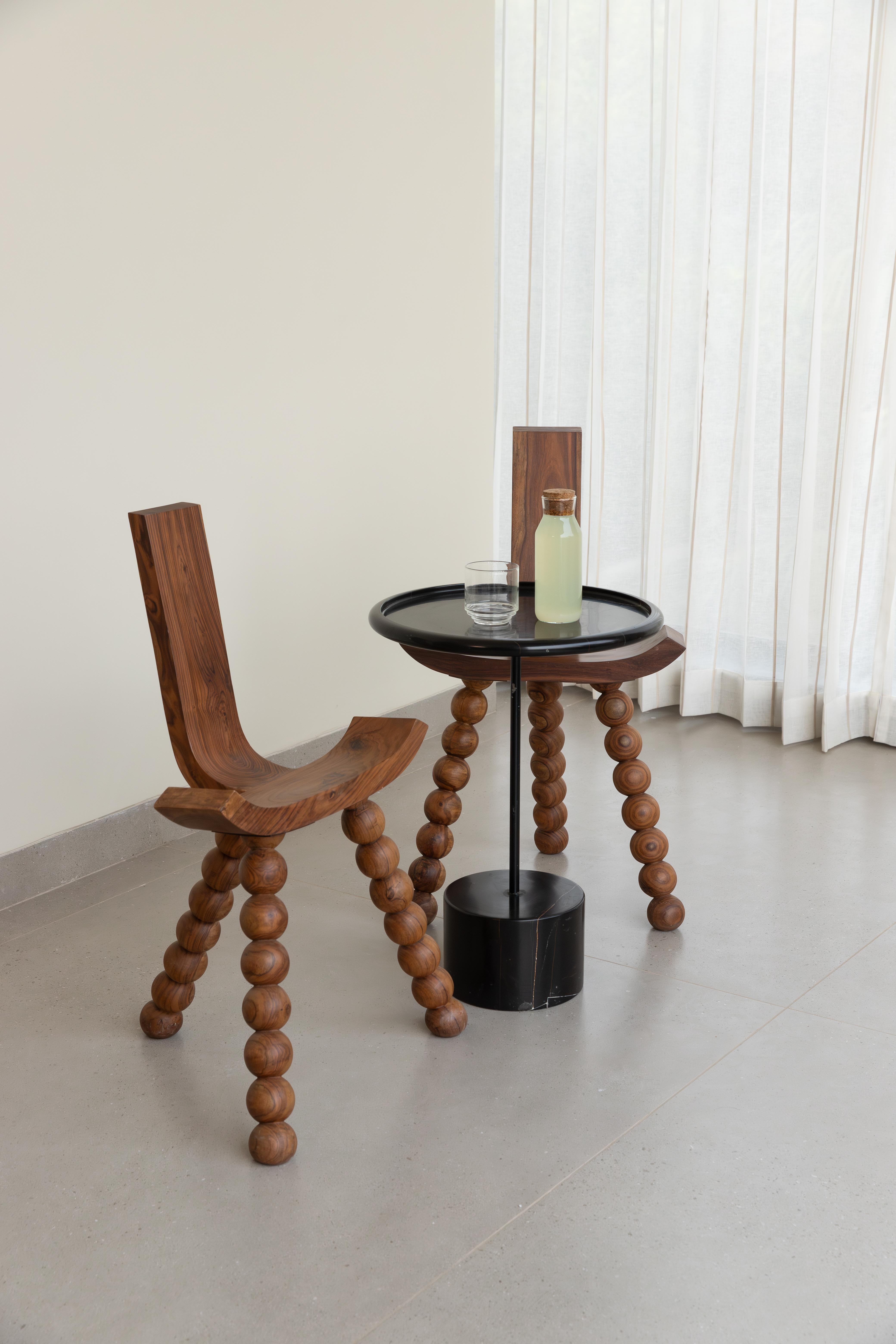 Objectry Ball Tripod Chair Wooden Sphere‑Joint Legs, Minimalist Modern Seating For Sale 1