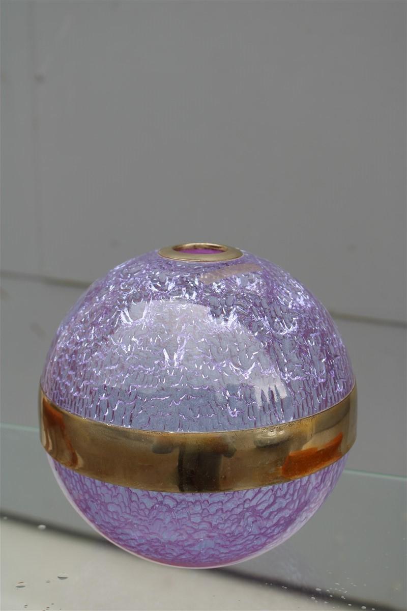 Mid-20th Century Ball Vase Italian Design Wisteria Taddei 1970s Silver Applications For Sale