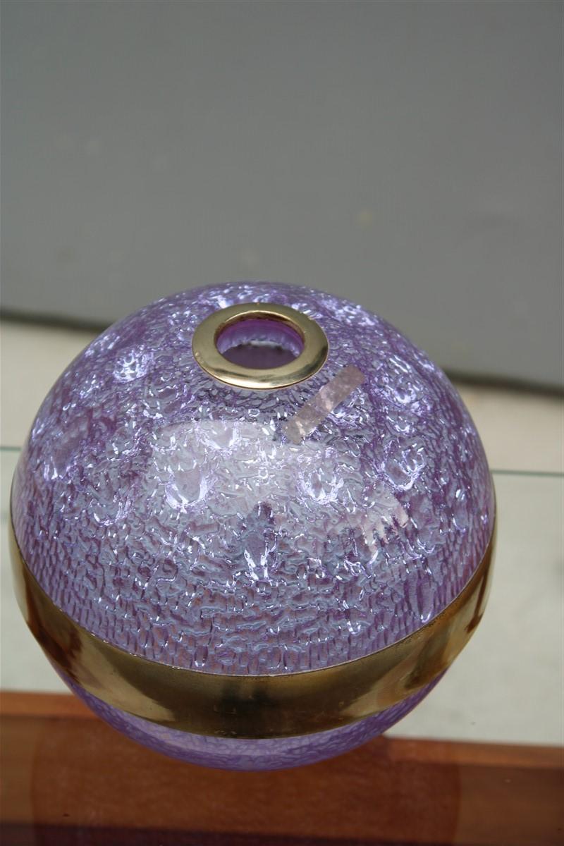 Ball Vase Italian Design Wisteria Taddei 1970s Silver Applications For Sale 2