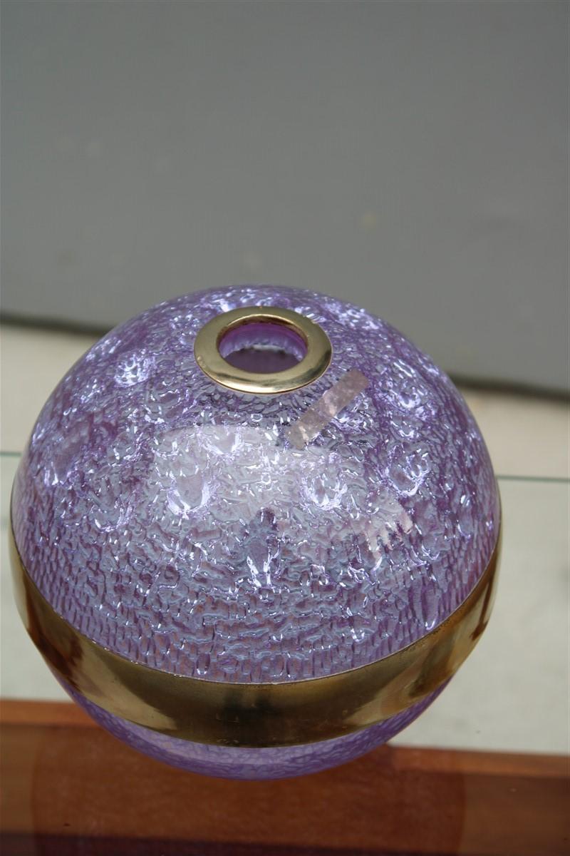 Argento Vaso a sfera Design italiano Glicine Taddei 1970s Applicazioni in argento in vendita