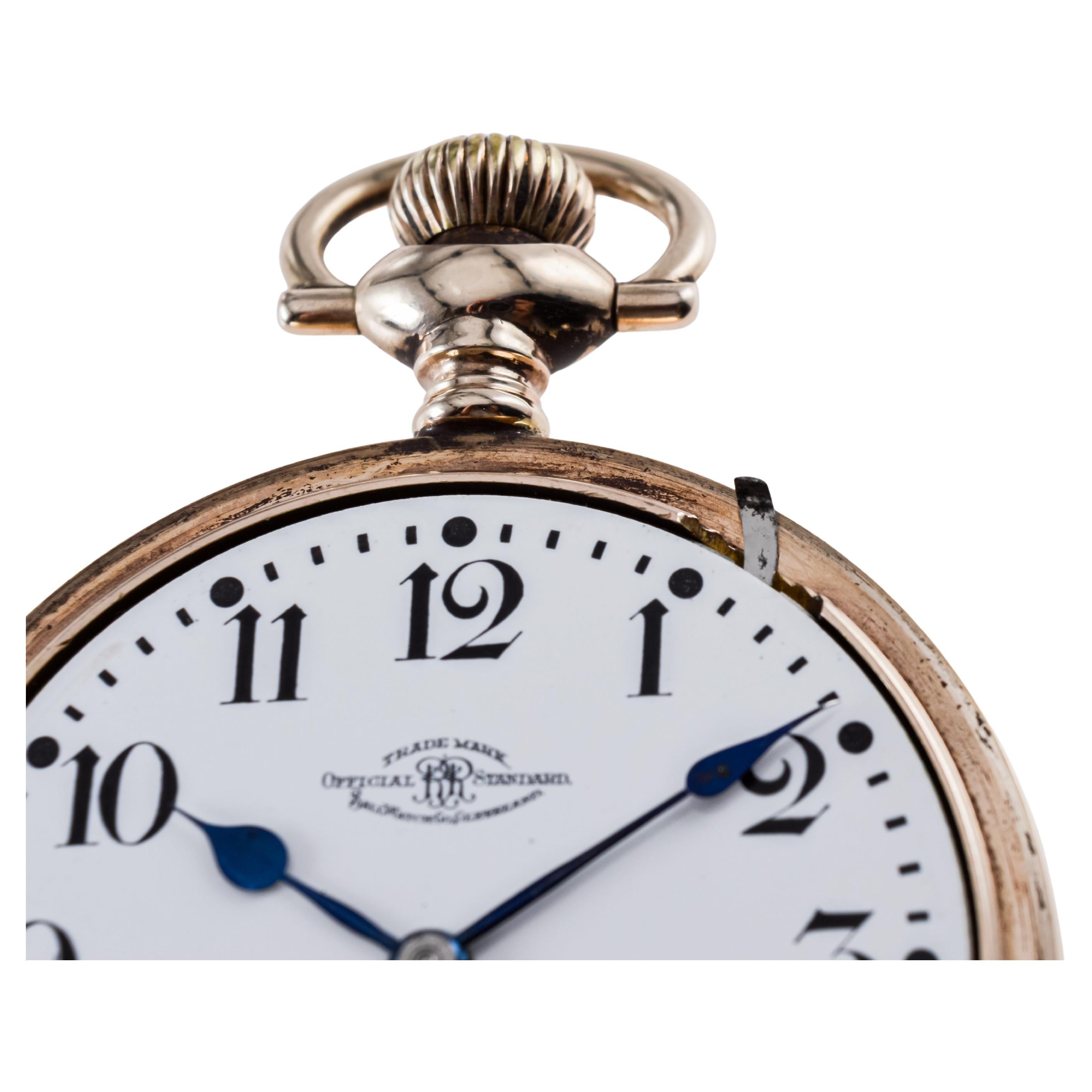 Ball Watch Co. Open Faced Railroad Pocket Watch circa  1920 For Sale 7