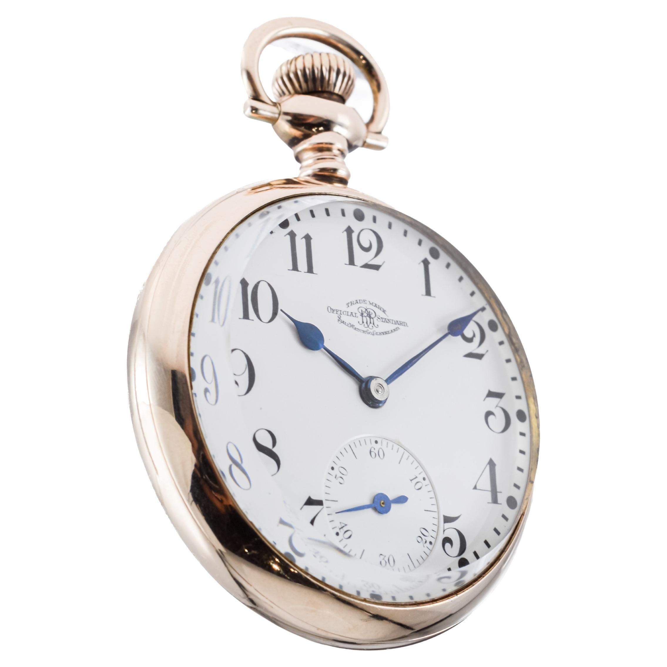 Ball Watch Co. Open Faced Railroad Pocket Watch circa  1920 In Excellent Condition For Sale In Long Beach, CA