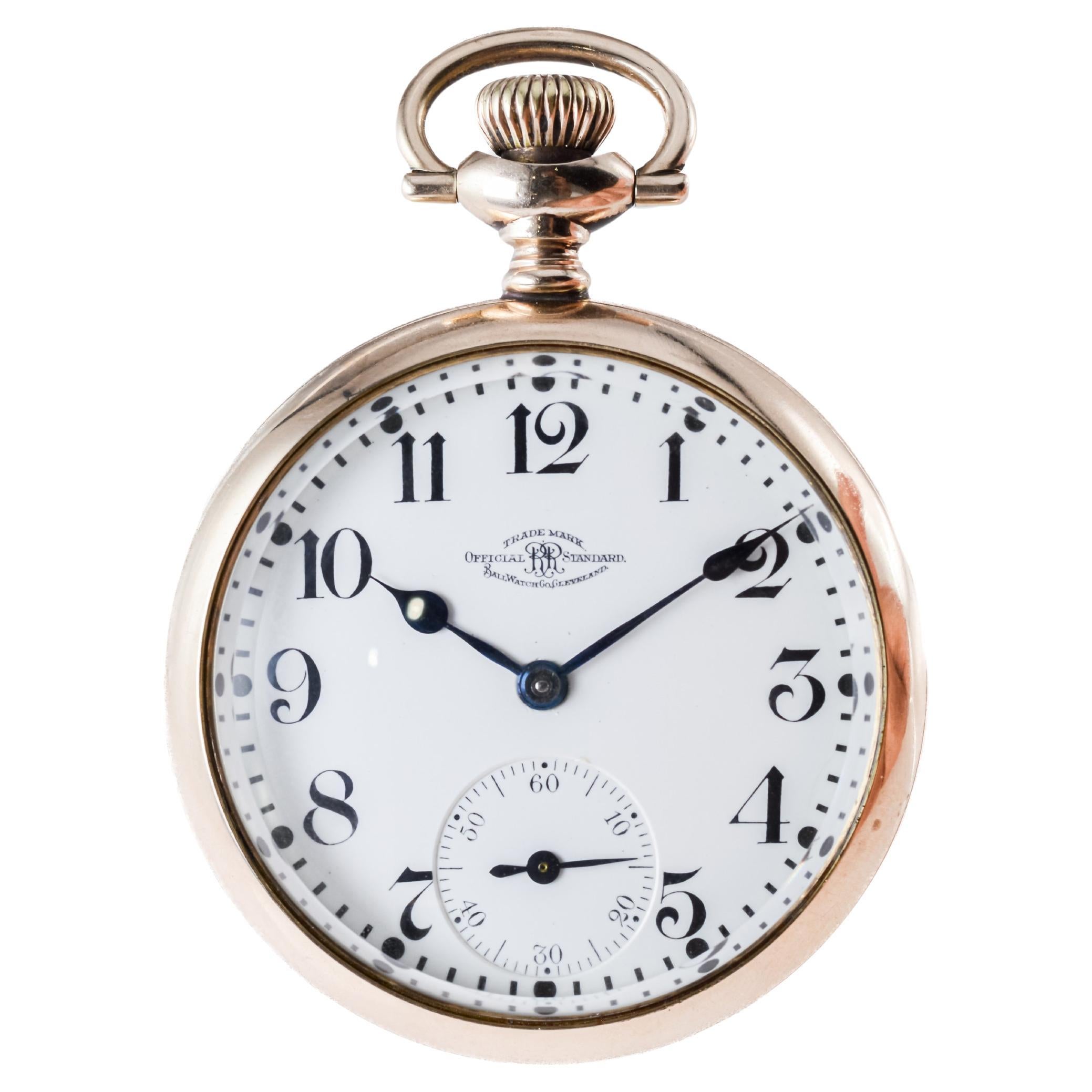 Ball Watch Co. Open Faced Railroad Pocket Watch circa  1920 For Sale 2