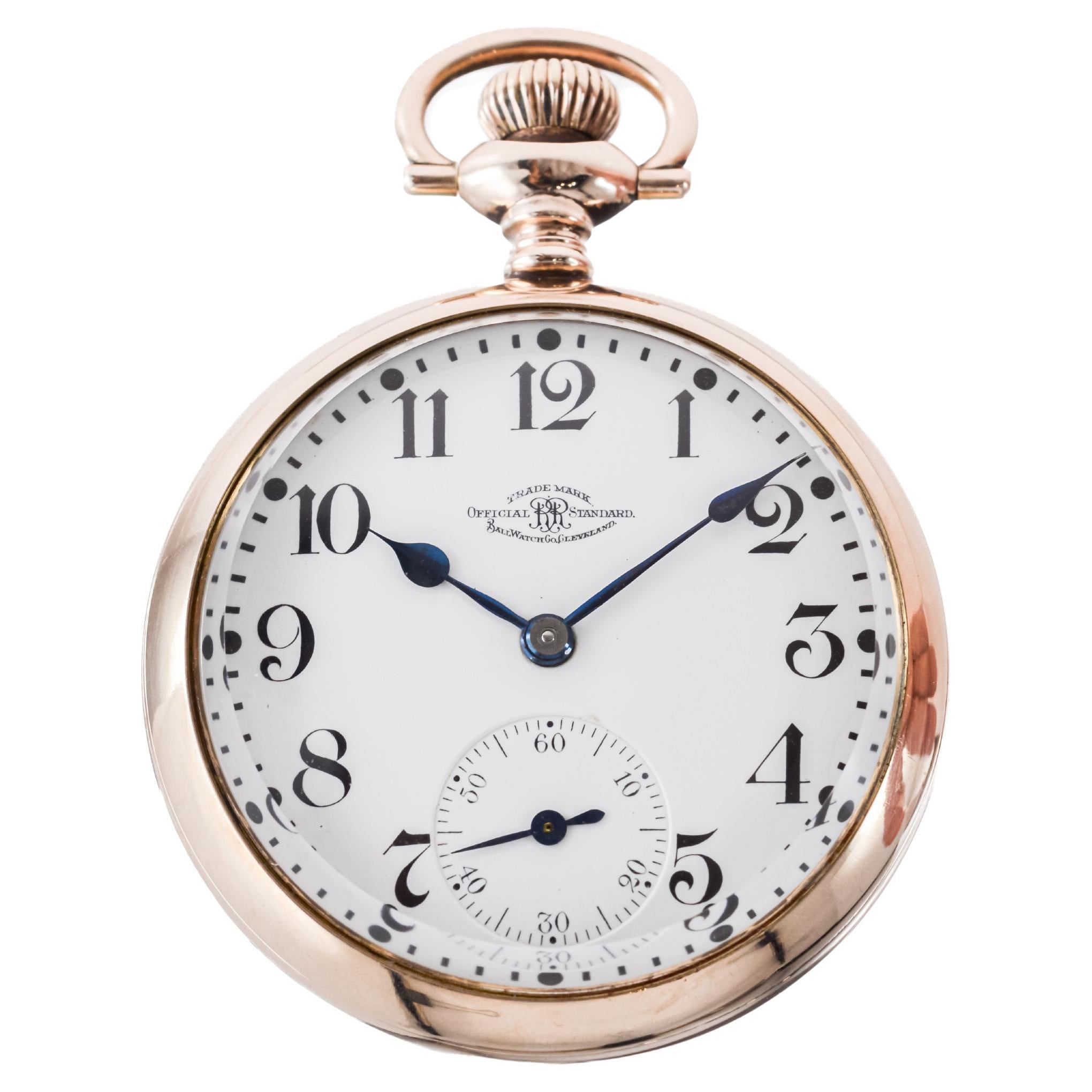 Ball Watch Co. Open Faced Railroad Pocket Watch circa  1920 For Sale 3