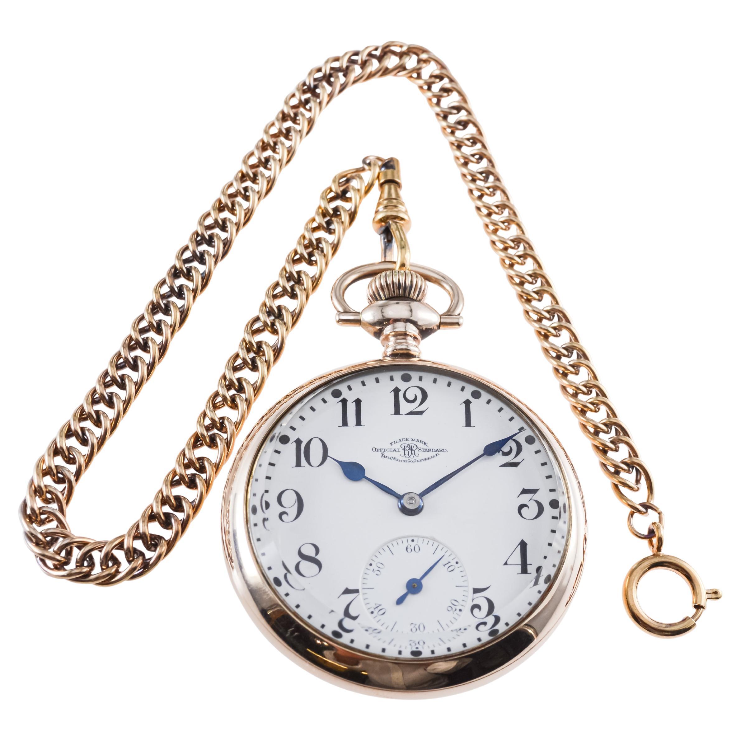 Ball Watch Co. Open Faced Railroad Pocket Watch circa  1920