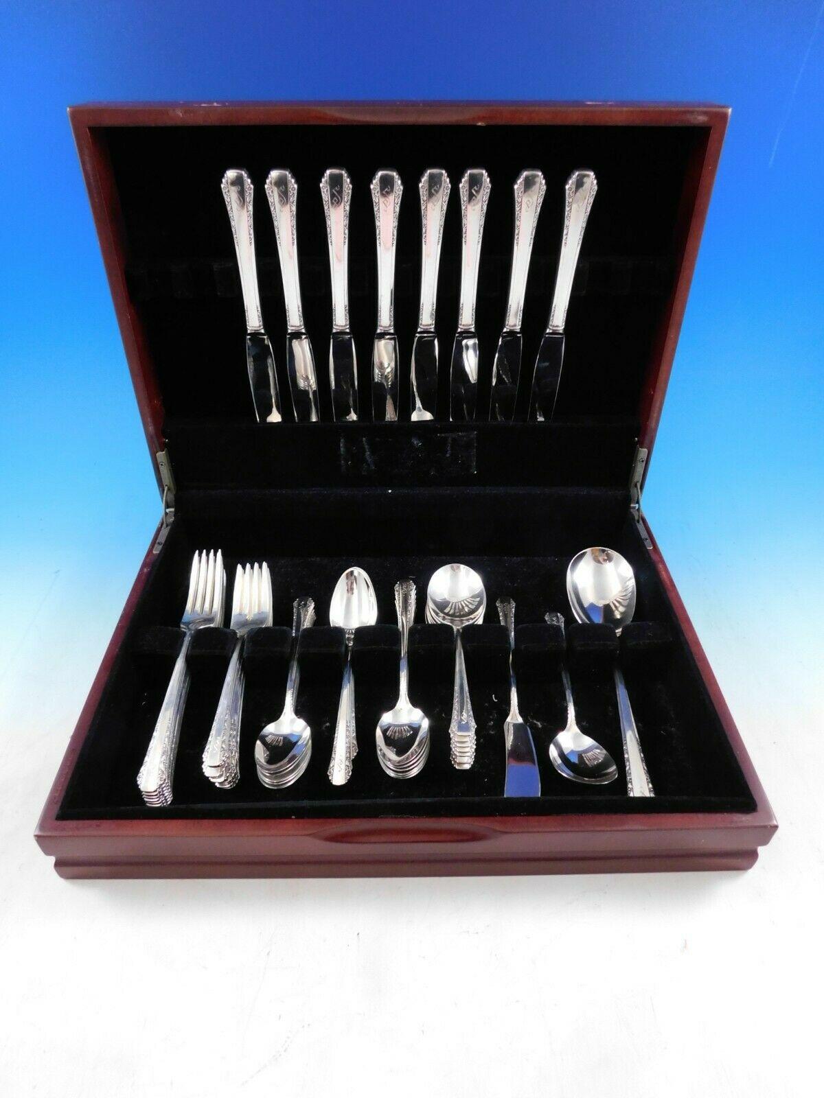 Ballad by Hallmark sterling silver flatware set, 51 pieces. This set includes:

8 Knives, 9 1/8
8 Forks, 7