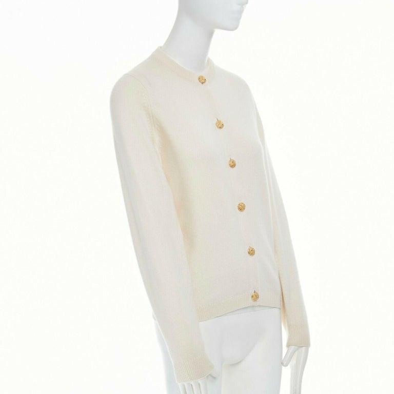 BALLANTYNE 100% pure cashmere cream gold-tone button cardigan sweater M at  1stDibs | gold button sweater, ballantyne cashmere cardigan, ballantyne  cashmere women's sweaters